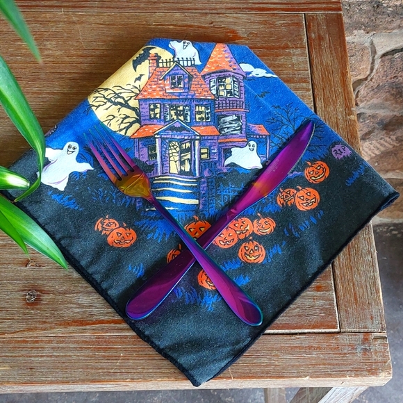 Vintage 10pc. Cotton Halloween Napkin Set! - Picture 5 of 6